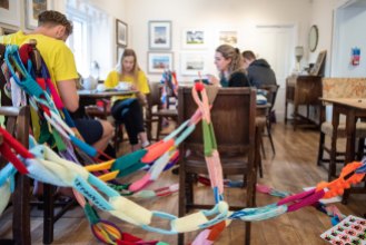Amnesty Cardiff members Knit for Naz at Pettigrew Tea Rooms, Cardiff. May 2019